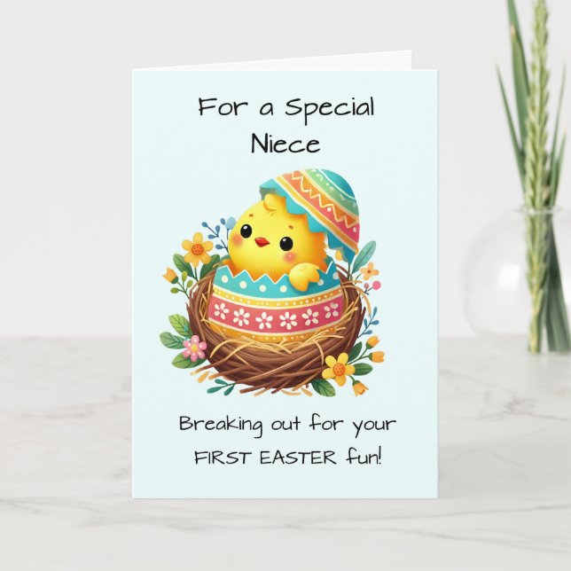 Niece First Easter Chick Breaking Out of Shell Card (Front)