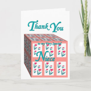 NIECE Flower Girl - THANK YOU with Heart Flowers Card