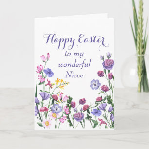 Niece Happy Easter Colourful Garden Flowers Holiday Card