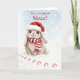 Niece Holiday Cute and Fun Christmas Bunny Card