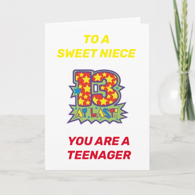 NIECE IS A "TEENAGER" ON HER **13th BIRTHDAY** Card (Front)