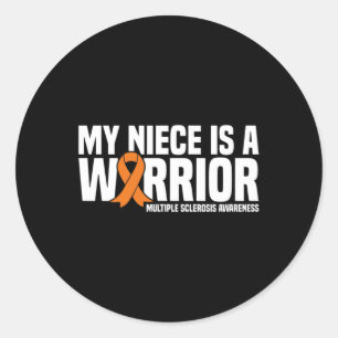 Niece Is A Warrior Ms Multiple Sclerosis Awareness Classic Round Sticker