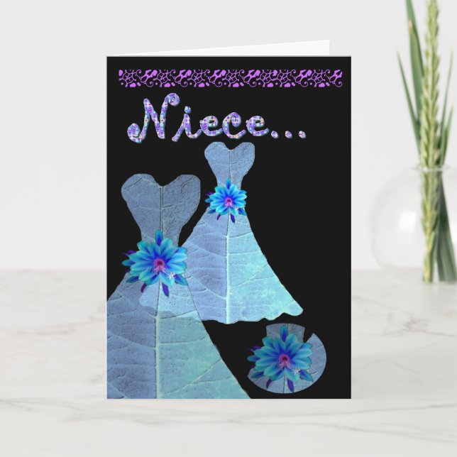 NIECE - Junior Bridesmaid Invitation BLUE Gown (Front)
