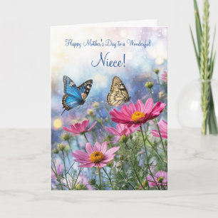 Niece Mothers Day with Garden Flowers Butterflies Card