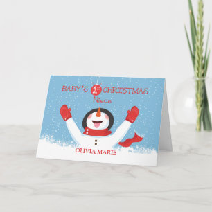 Niece Name Christmas Snowman Card