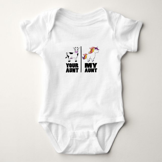 Niece Nephew Auntie Funny Cow Your Aunt My Aunt Baby Bodysuit (Front)