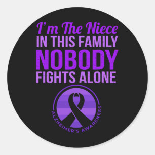 Niece Nobody Fights Alone Alzheimer's Awareness Classic Round Sticker