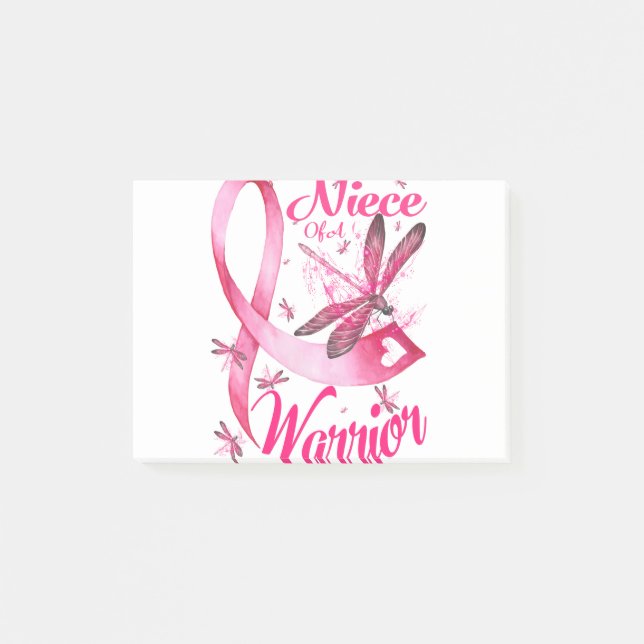 Niece Of A Warrior Dragonfly Breast Cancer Post-it Notes (Front)
