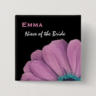 Niece of the Bride Pink Daisy Wedding 15 Cm Square Badge
