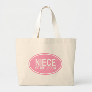 Niece of the Groom Wedding Oval Pink Large Tote Bag