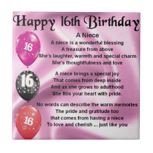 Niece Poem -  16th Birthday Tile