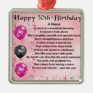 Niece Poem - 30th Birthday Metal Tree Decoration