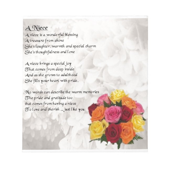 Niece Poem - Flowers Notepad (Front)