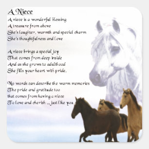 Niece Poem - Horses Square Sticker
