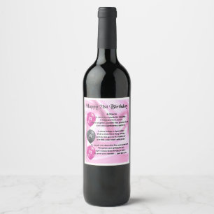 Niece  Poem  Wine Bottle Label  21st  Birthday