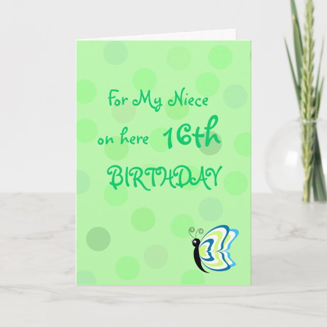 Niece Polka Dot Butterfly Birthday Card (Front)