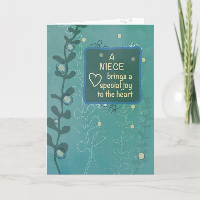 Niece Religious Birthday Green Hand Drawn Look Card (Front)