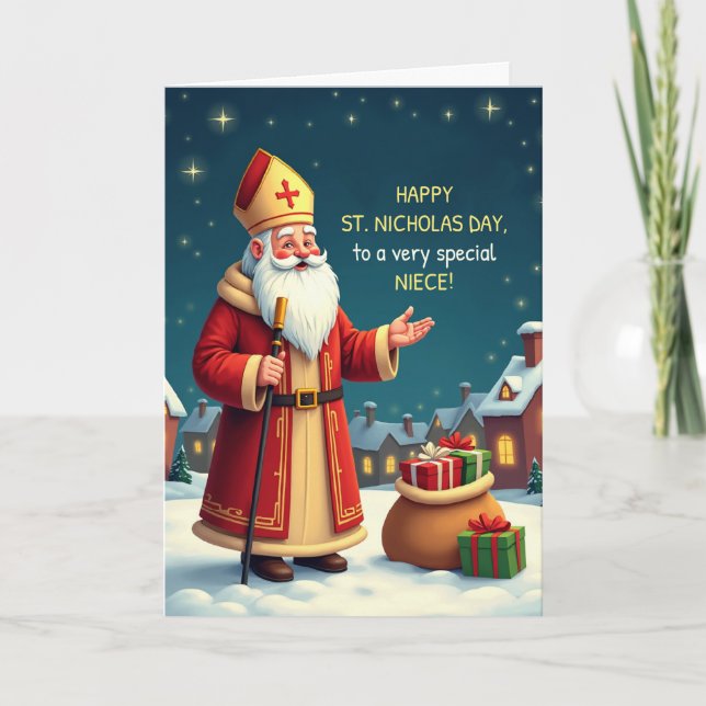 Niece St Nicholas Day Smiles and Warm Wishes Card (Front)