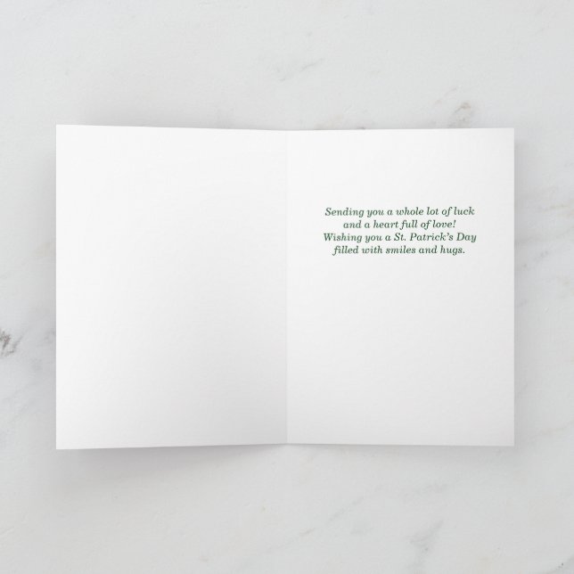 Niece St Patricks Day Cute Giraffe Shamrocks Card (Inside)