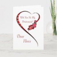 Niece, Swirling heart Bridesmaid invite