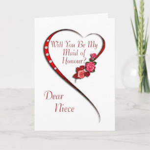 Niece, Swirling heart Maid of Honour invitation