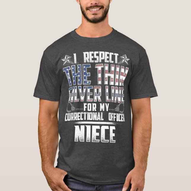 Niece Thin Silver Line Correctional Officer T-Shirt (Front)