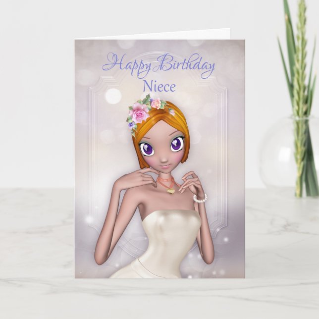 Niece With Fantasy Female In Cream Dress Card (Front)