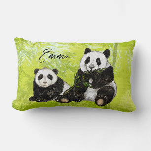 Niedliche Pandabären - handgemalt Kissen Lumbar Cushion