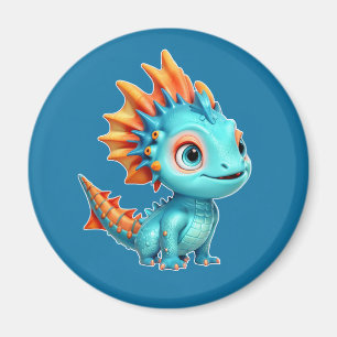 Niedlicher Alien-Drache, türkis - Magnet