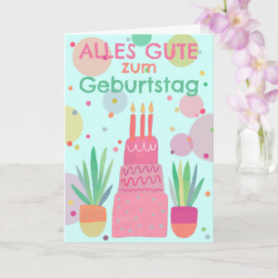 Niedliches Glückwunsch Geburtstagskuchen Rosa Bunt Card