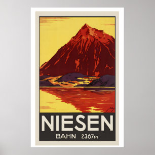 Niesen Switzerland Vintage Travel Poster - Framed