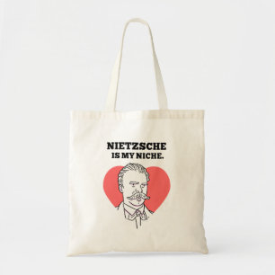 Nietzsche Is My Niche Philosophy Pun Tote Bag