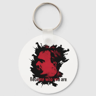 Nietzsche Keychain- Become Who You Are Key Ring