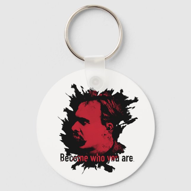 Nietzsche Keychain- Become Who You Are Key Ring (Front)