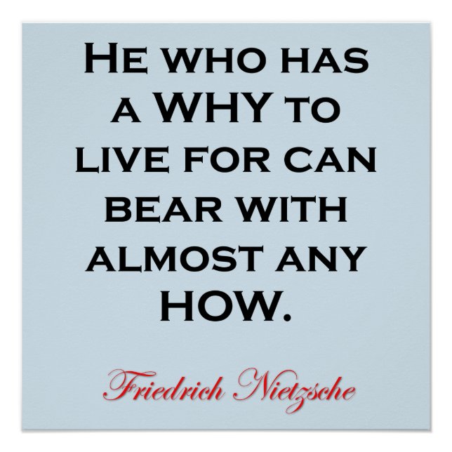 Nietzsche Quote - Bear Any How Poster (Front)