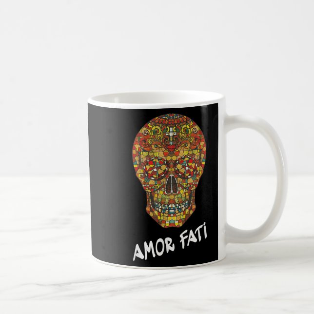 Nietzsche Stoic Quote Philosopher Sugar Skull Amor Coffee Mug (Right)