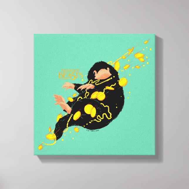 Niffler Floating With Gold Canvas Print (Front)