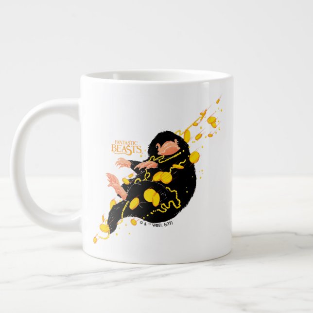 Niffler Floating With Gold Large Coffee Mug (Left)