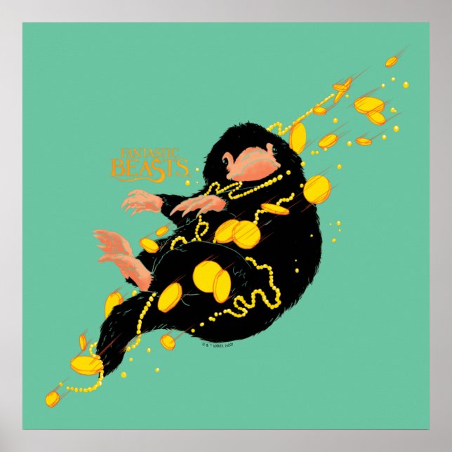 Niffler Floating With Gold Poster (Front)