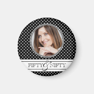 Nifty at 50 Polka Dot Photo Keepsake Magnet