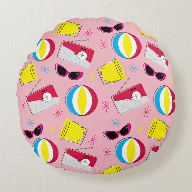 Nifty fifties - beach party round pillow (Front)