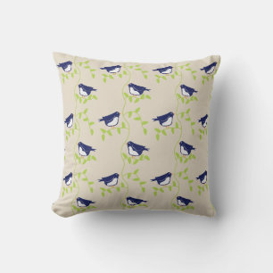 Nifty fifties - two blue birds cushion