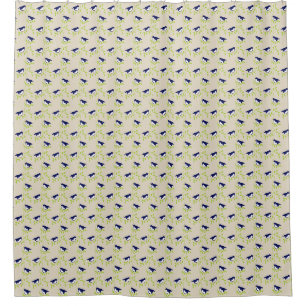 Nifty fifties - two blue birds shower curtain