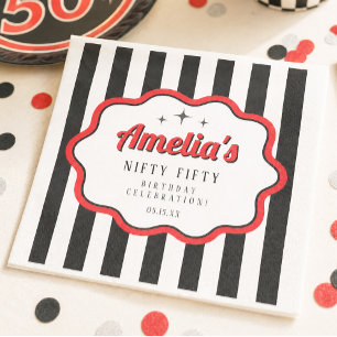 Nifty Fifty 50th Birthday Party Retro Paper Napkin