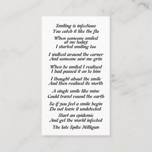 Nifty poem on calling card