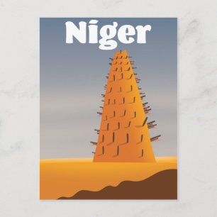 Niger Agadez Mosque travel poster Postcard
