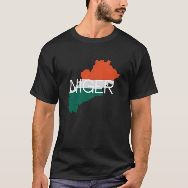 Niger Flag Map Outline T-Shirt (Front)