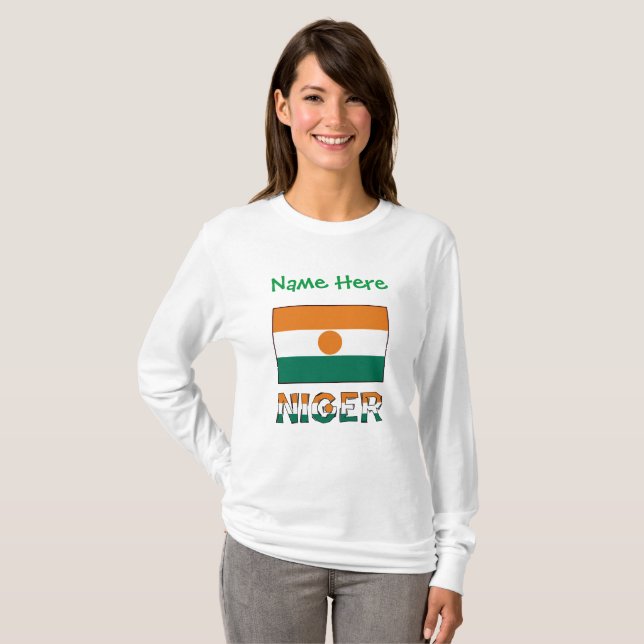 Niger Nigerien Flag Green Personalisation  T-Shirt (Front Full)