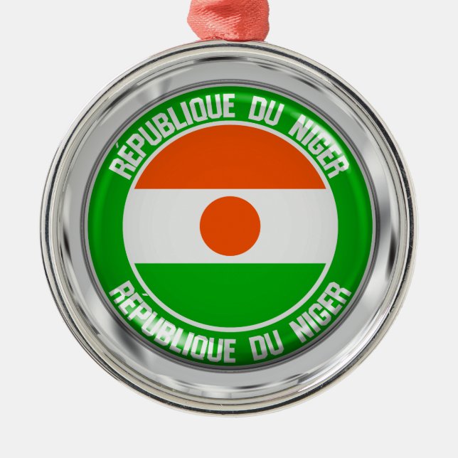 Niger  Round Emblem Metal Tree Decoration (Front)