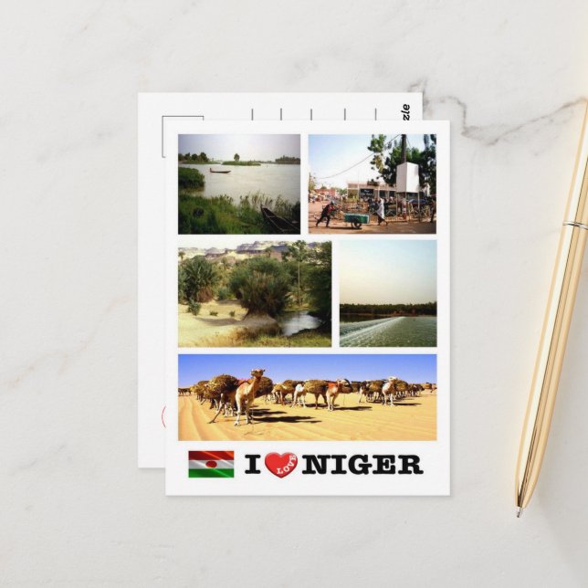 Niger - Waving Flag - Postcard (Front/Back In Situ)